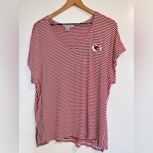 KANSAS CITY CHIEFS cap sleeve red & white striped V-neck T shirt, women’s medium